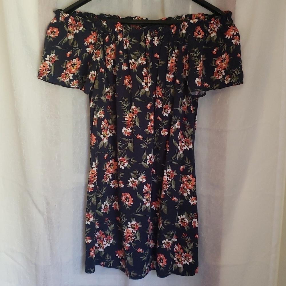 Abercrombie & Fitch Dress Top Womens Size XS Navy Floral Off The Shoulder Casual